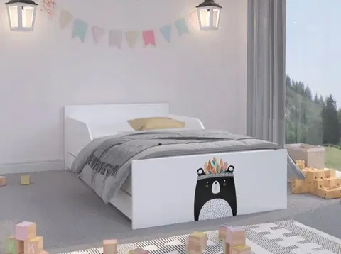 Dětské postele Univerzální dětská postel s krásným medvědem 180 x 90 cm