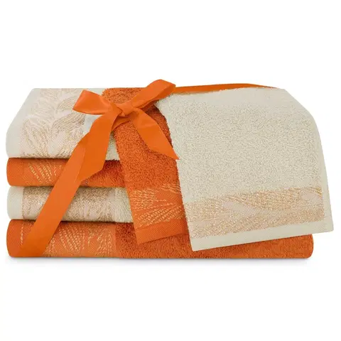 Ručníky AmeliaHome Sada 6 ks ručníků ALLIUM klasický styl oranžová