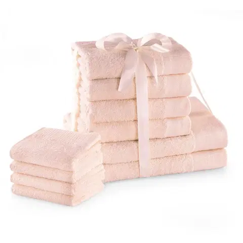 Ručníky Sada bavlněných ručníků AmeliaHome AMARI 2+4+4 ks světle růžová, velikost 2*70x140+4*50x100+4*30x50