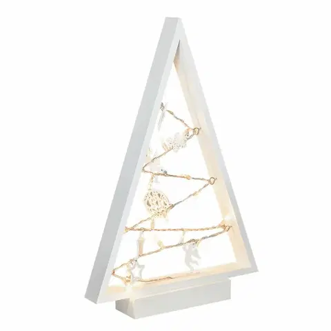 LED osvětlení na baterie Solight LED dřevěný vánoční stromek s ozdobami, 15LED, přírodní dřevo, 37cm, 2x AA 1V221
