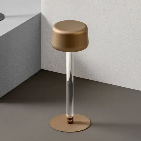 Světla na parapety OleV Designová stolní lampa OLEV Tee s dobíjecí baterií, zlatá