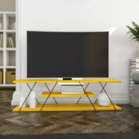 Televizní stolky Televizní stolek CANAZ žlutý černý