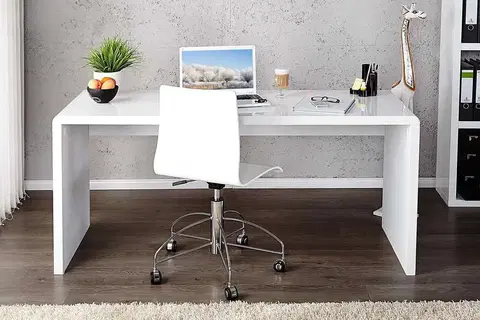 Psací stoly LuxD Kancelářský stůl Barter 120cm bílý vysoký lesk