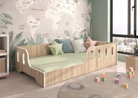 Dětské postele Dětská postel Montessori 140 x 70 cm v dekoru dub sonoma