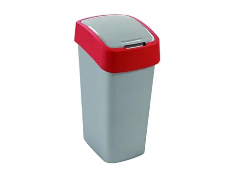 Odpadkové koše CURVER - Koš odpadkový Flipbin 50l, stříbrnočervený