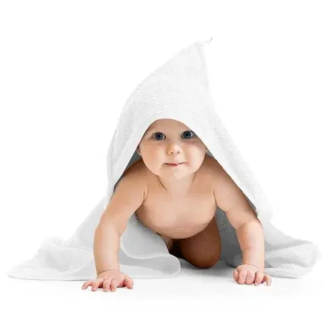Ručníky Bellatex Osuška pro miminka s kapuckou bílá, 80 x 80 cm