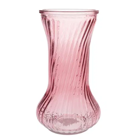 Vázy skleněné Skleněná váza Vivian, růžová, 21 x 10 cm