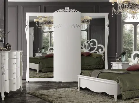 Stylové designové skříně Estila Luxusní klasická šatní skříň Aphrodite z masivního dřeva s ozdobnou korunkou 290cm