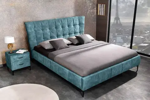 Designové postele LuxD Designová postel Bailey 160 x 200 cm petrolejový samet