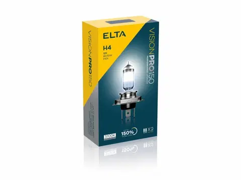 Autožárovky ELTA H4 VisionPro +150% 60/55W 12V P43t sada 2ks