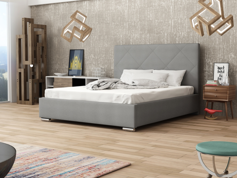 Postele Čalouněná postel DANGELO 5 160x200 cm, šedá látka