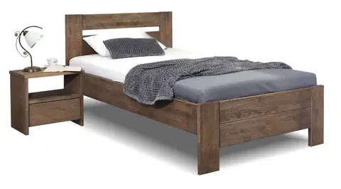 bez úložného prostoru Zvýšená postel z masivu Trinity, masiv dub, 120x200