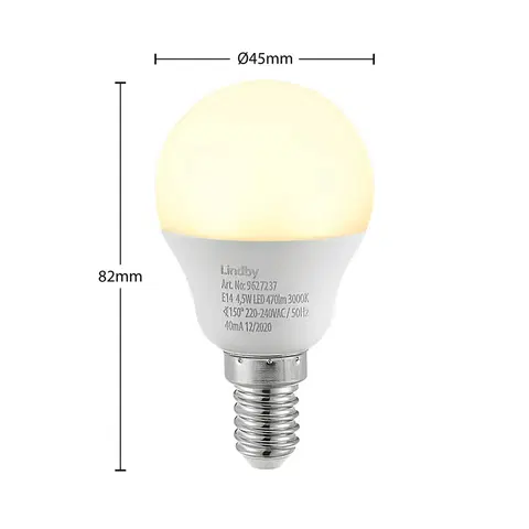 LED žárovky Lindby Lindby LED žárovka-kapka E14 G45 4,5W 3000K opál