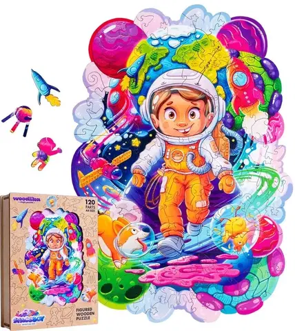 Hračky puzzle PUZZLER - Dřevěné barevné puzzle - Vesmírný dobrodruh