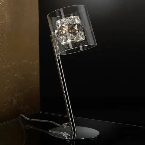 Stolní lampy Schuller Valencia Stolní lampa LED Flash s křišťálovými kroužky