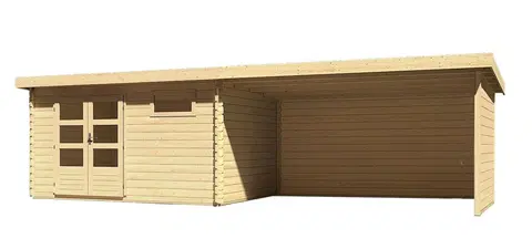 Dřevěné plastové domky Dřevěný zahradní domek BASTRUP 8 s přístavkem Lanitplast