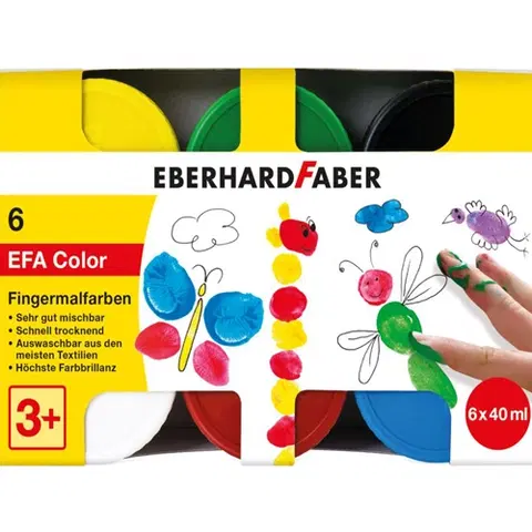 Hračky EFA - Barvy prstové 40 ml - sada 6 základních barev