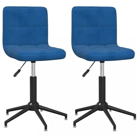 Židle Otočná jídelní židle 2 ks samet / kov Dekorhome Modrá