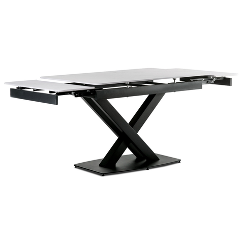 Jídelní stoly Jídelní stůl ZERDA, bílý mramor/černý matný lak