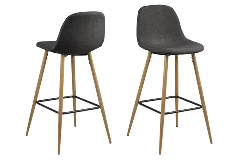 Barové židle Dkton Designová barová židle Nayeli šedá a přírodní
