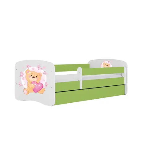 Dětské postýlky Kocot kids Dětská postel Babydreams medvídek s motýlky zelená, varianta 80x160, bez šuplíků, s matrací