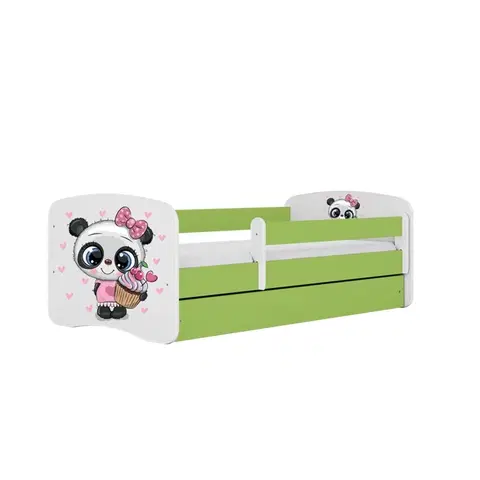 Dětské postýlky Kocot kids Dětská postel Babydreams panda zelená, varianta 80x160, bez šuplíků, s matrací