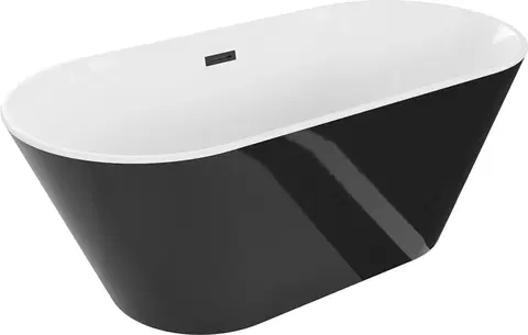Sifony k pračkám MEXEN Flavia vana volně stojící 160x80 cm, bílá/černá, černý sifon 54031608075-B