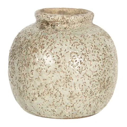 Dekorativní vázy Světle hnědá váza s dirkovaným dekórem - Ø 8*8 cm Clayre & Eef 6CE1216