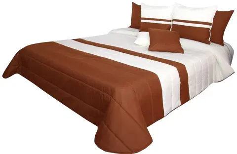 Luxusní přehozy na postel Kvalitní přikrývky na manželskou postel krémově hnědé barvy