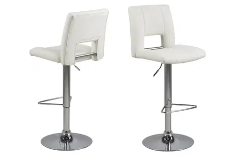 Barové židle Dkton Designová barová židle Nerine bílá a chromová-ekokůže