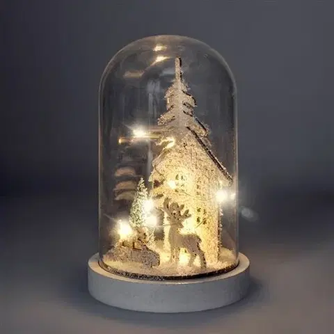 Vánoční dekorace Solight LED vánoční Zasněžený domek, bílá, 18cm, 10x LED, 2x AA