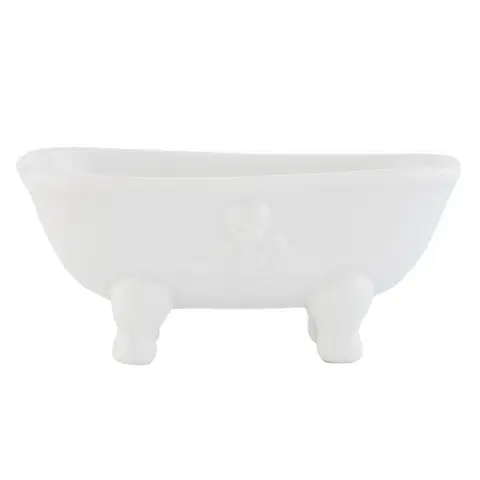 Misky na mýdlo Porcelánová mýdlenka ve tvaru vany s andílkem - 14*7*6 cm Clayre & Eef 63034