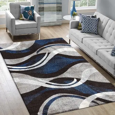 Moderní koberce Originální koberec s abstraktním vzorem v modrošedé barvě