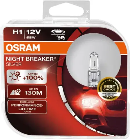Autožárovky OSRAM H1 Night breaker SILVER +100% 64150NBS-HCB 55W 12V duobox