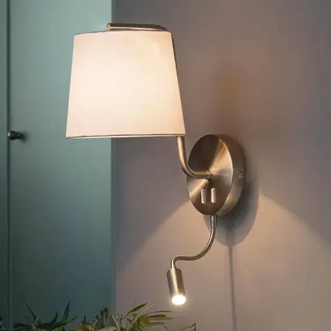 Nástěnná svítidla FARO BARCELONA Textilní nástěnné světlo Berni s LED čtecí lampou