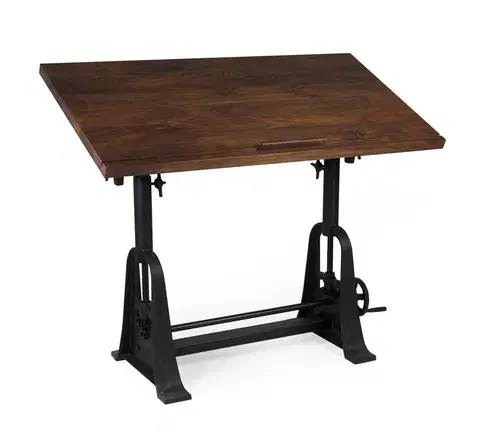 Stylové a luxusní pracovní a psací stoly Estila Industriální designový rýsovací stůl HIERRO z masivního mangového dřeva 130cm
