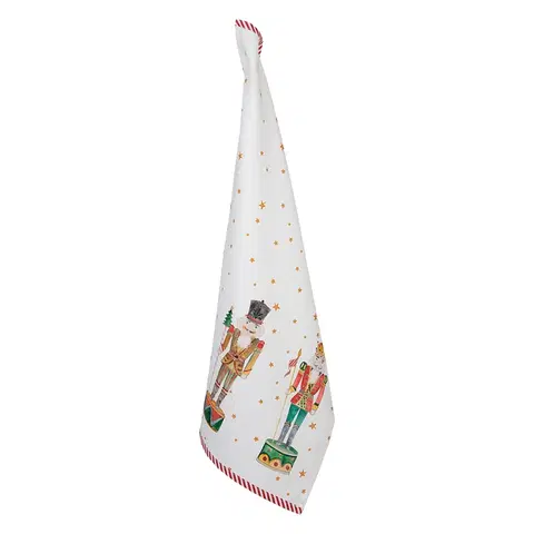 Utěrky Bílá bavlněná utěrka s louskáčky Happy Little Christmas - 50*70 cm Clayre & Eef HLC42-2