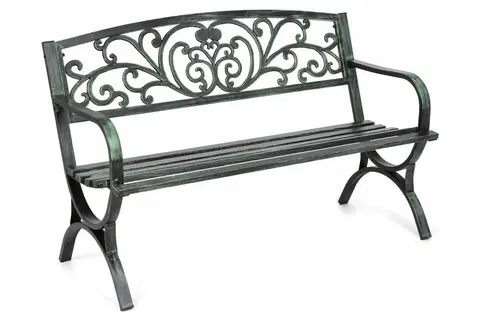 Zahradní lavice Zahradní lavička s patinou ocel litina Zelená