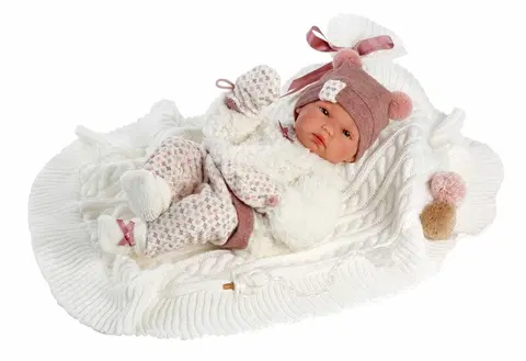 Hračky panenky LLORENS - 63576 NEW BORN DĚVČÁTKO-realistická panenka miminko s celovinylovým tělem- 35 c
