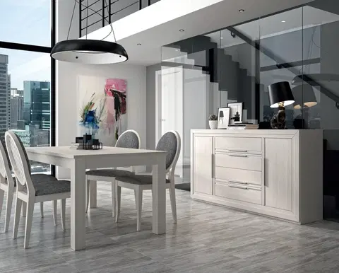 Designové a luxusní jídelní stoly Estila Luxusní rozkládací obdélníkový jídelní stůl Lyon z masivního dřeva s mohutnými nožičkami 160-220cm