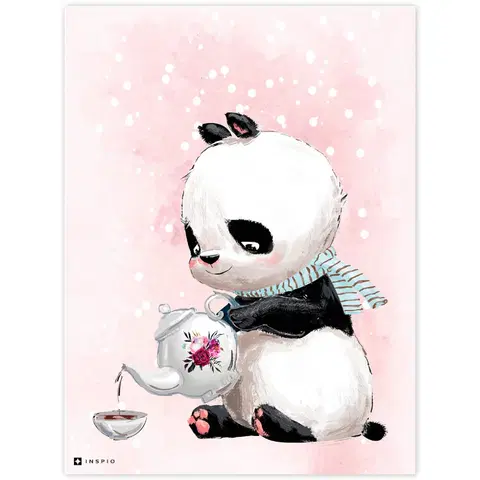 Obrazy do dětského pokoje Obraz s pandou v růžovém
