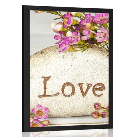 Láska Plakát s nápisem na kameni Love