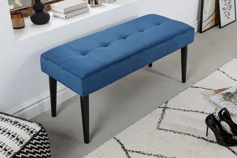 Lavice do jídelny LuxD Designová lavice Bailey 95 cm modrý samet