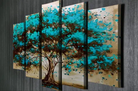 Obrazy Hanah Home Vícedílný obraz BLUE TREE 105x70 cm
