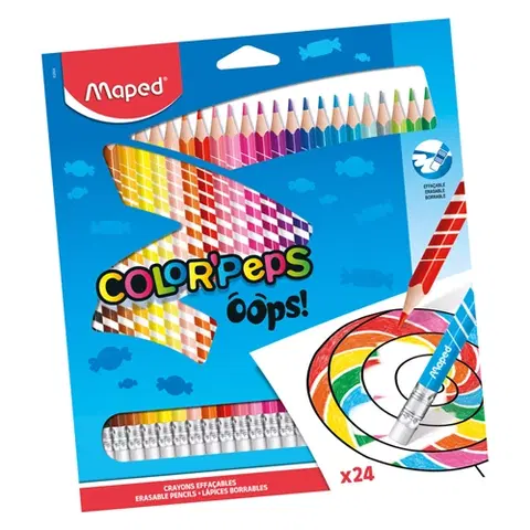 Hračky MAPED - Pastelky trojhranné "COLOR'PEPS OOPS" s gumou sada 24 ks