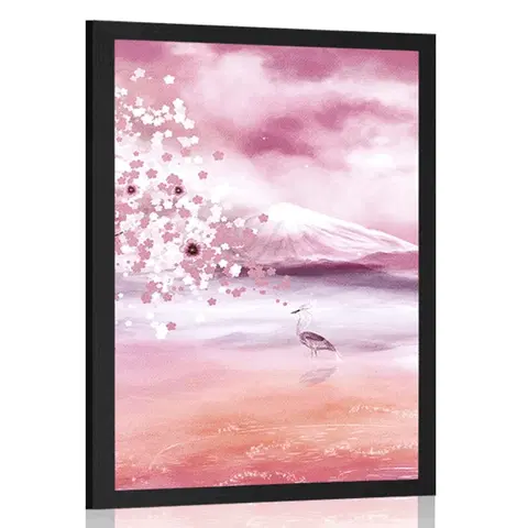 Zvířata Plakát volavka v růžovém provedení
