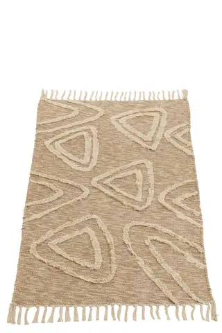 Koberce a koberečky Béžový bavlněný kobereček Ulla s třásněmi - 105*61 cm J-Line by Jolipa 33999