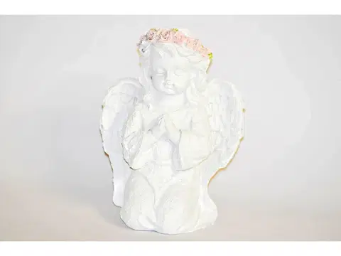 Vánoční dekorace PROHOME - Anděl bílý klečící 16cm