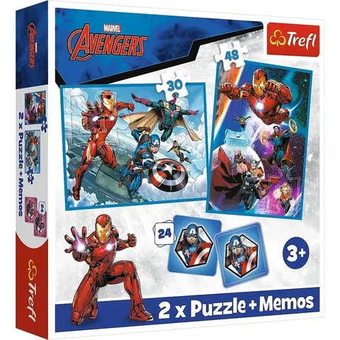 Hračky puzzle TREFL - Puzzle 2v1 + pexeso - Hrdinové v akci / Disney Marvel The Avengers
