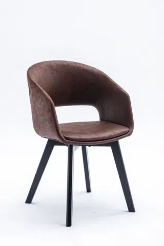 Luxusní jídelní židle Estila Moderní skandinávská jídelní židle Lena s hnědým čalouněním a černýma hnědýma nohama 79cm